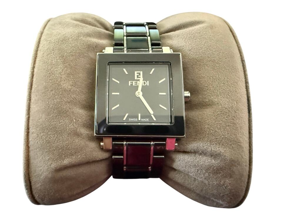 Authentic Fendi Roma 1925 Black Ceramic Quadro Watch - Excellent w/ Box